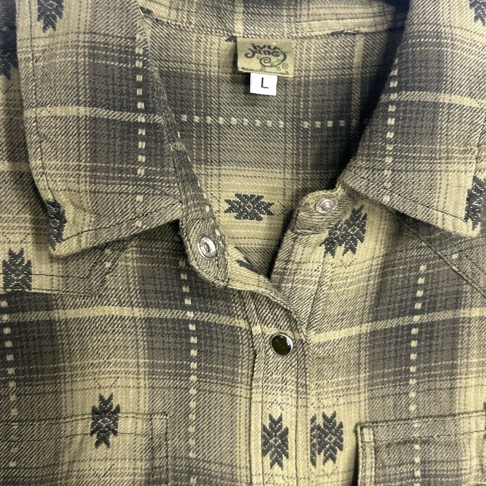 IVY JANE Green Plaid Button-Up Dress size L brand new with out tags - Picture 3 of 9